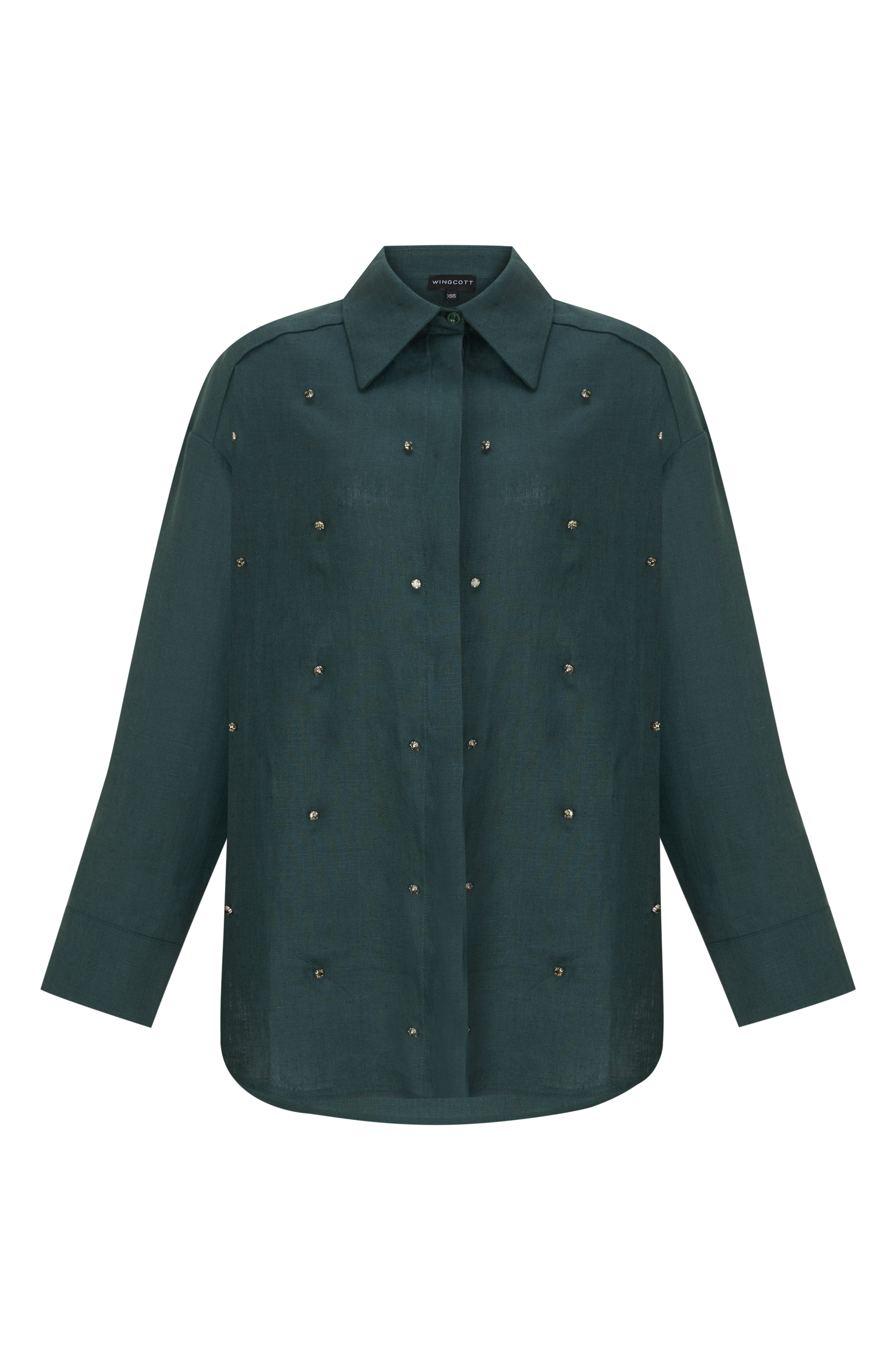 Taş İşlemeli Keten Gömlek