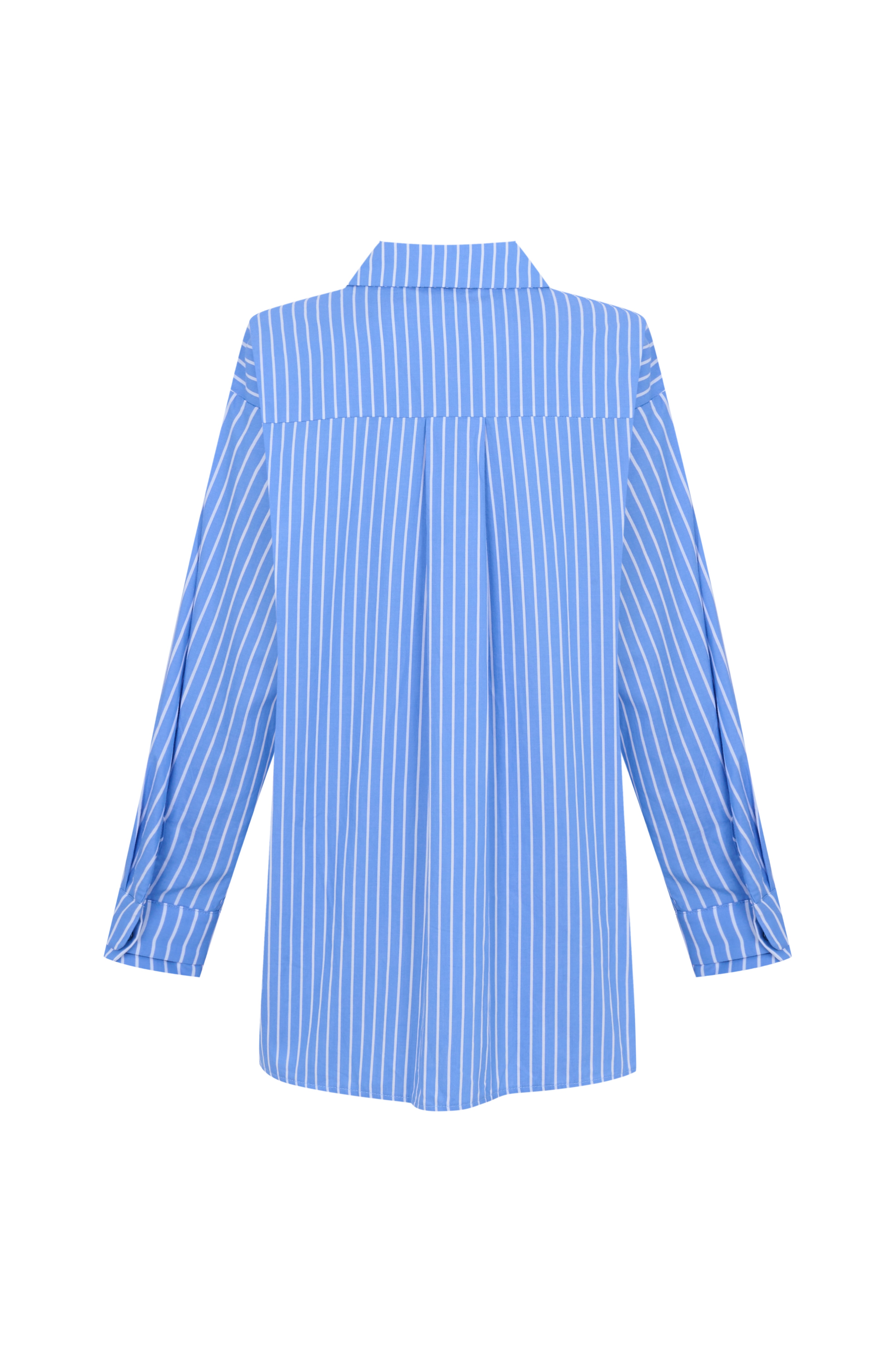 Navy Blue Striped Stone Embroidered Oversize Shirt