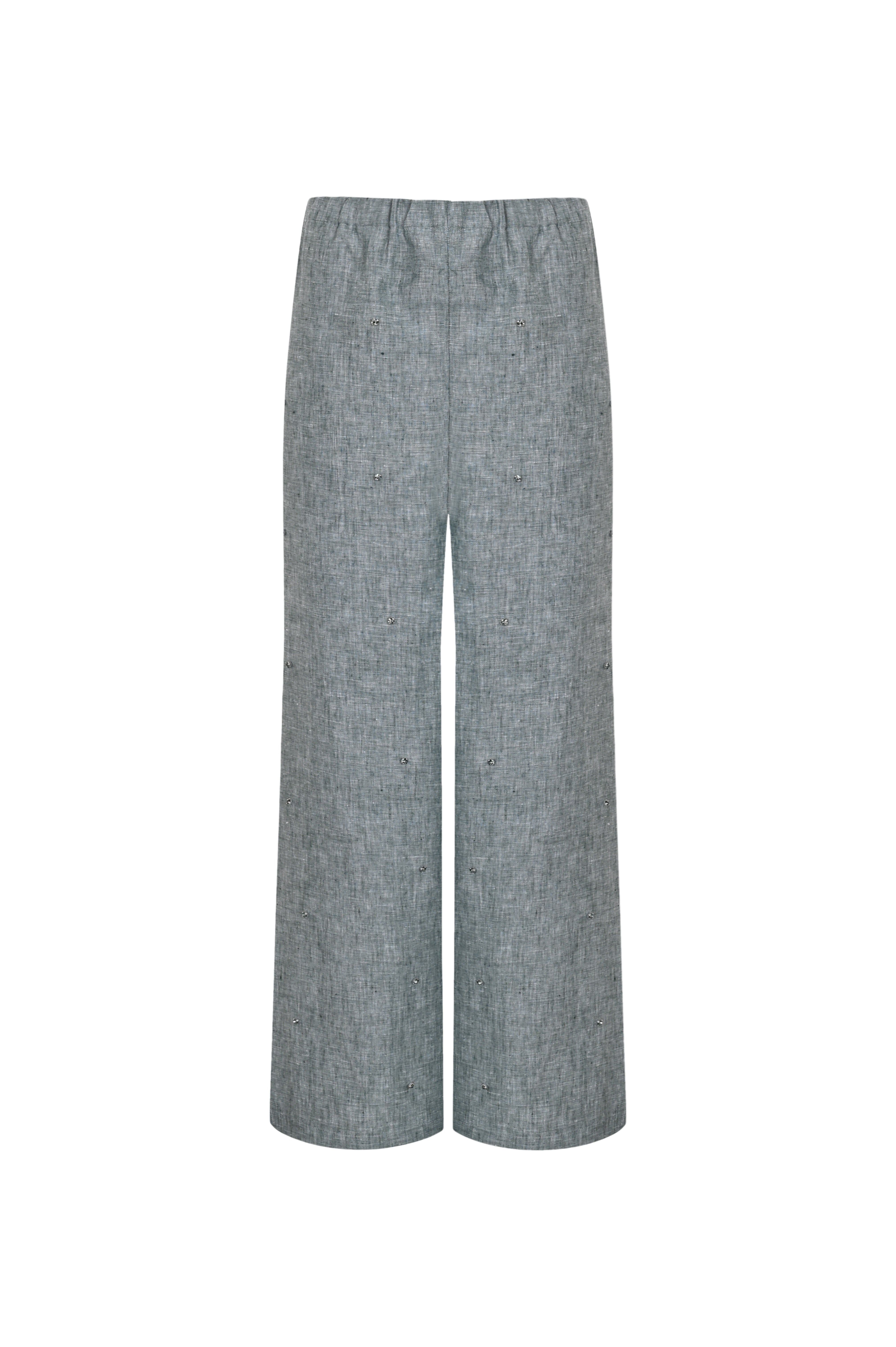 Taş İşlemeli Rahat Keten Pantolon