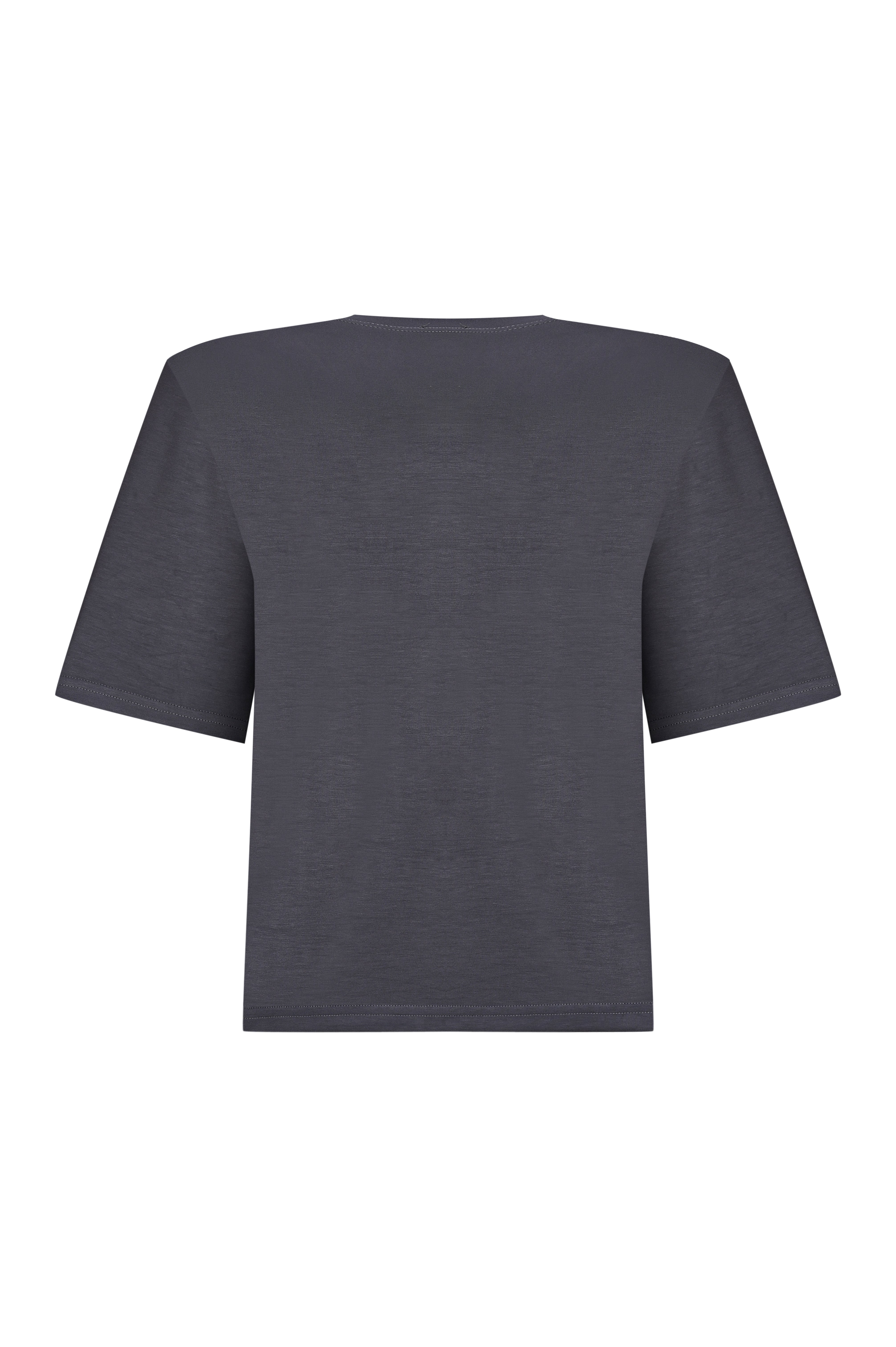 Füme Vatkalı Yarım Kollu Tişört