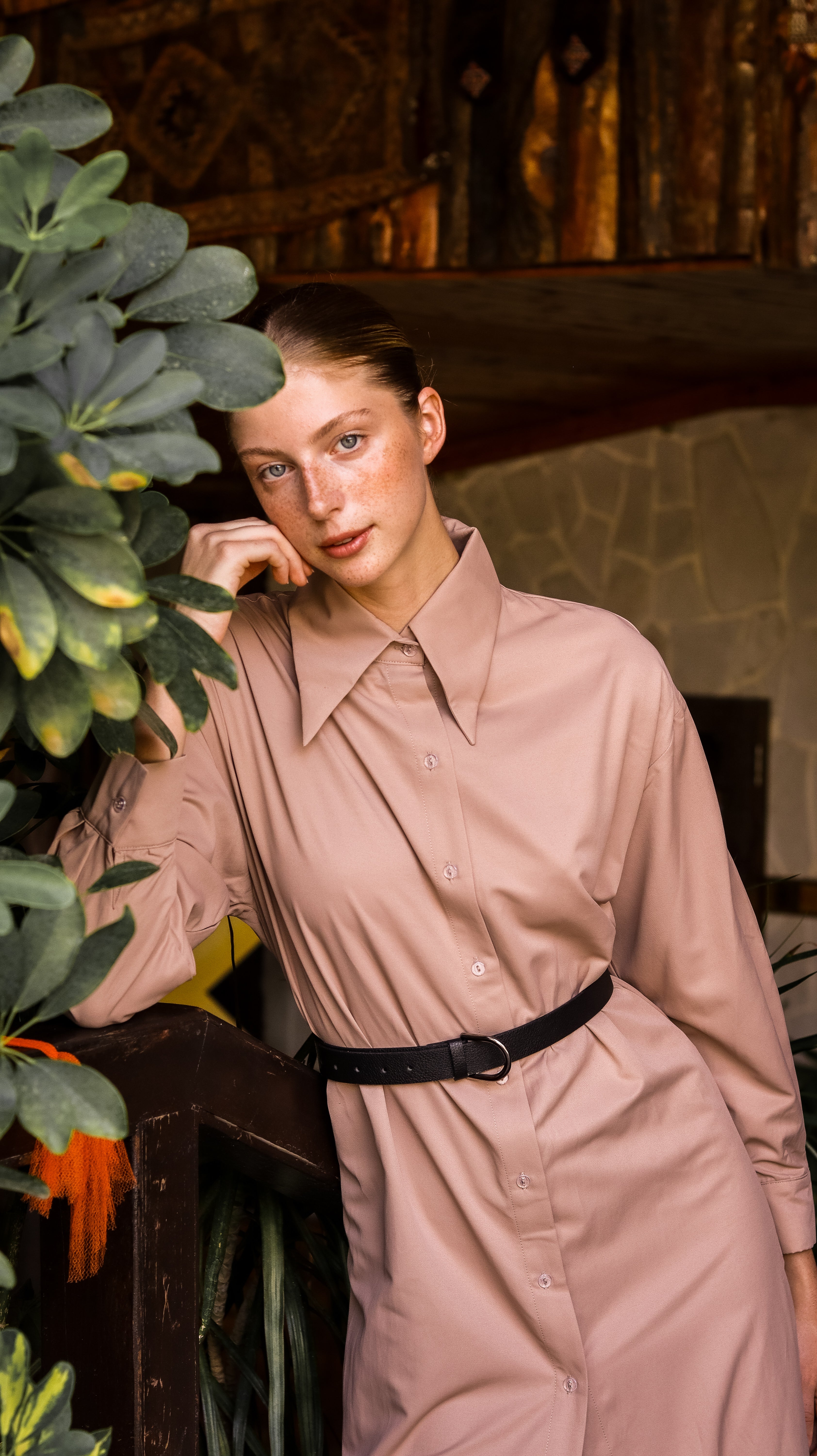 Maxi Shirt Dress with Slit and Button Detail