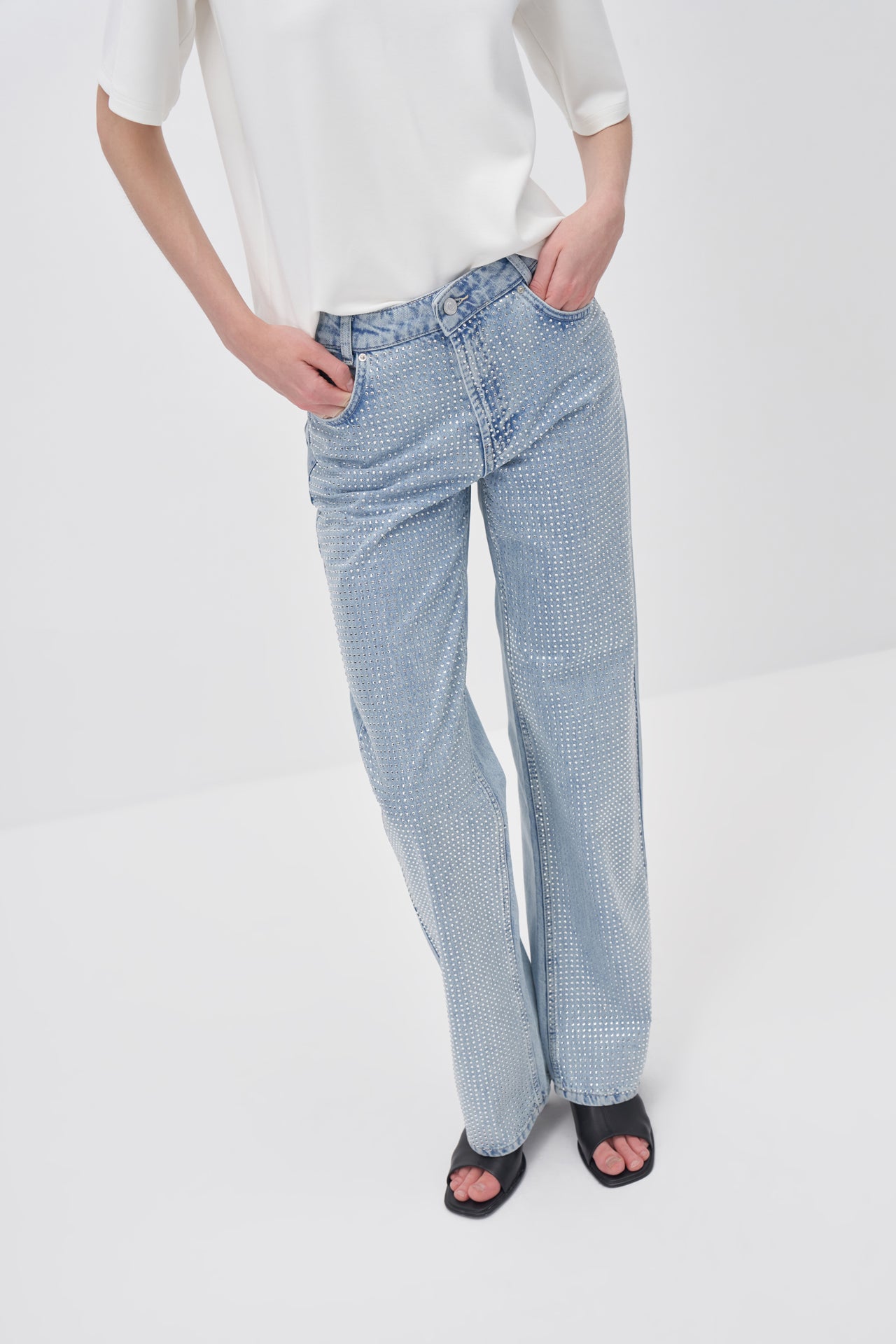 Hotfix Baskılı Düz Kesim Denim