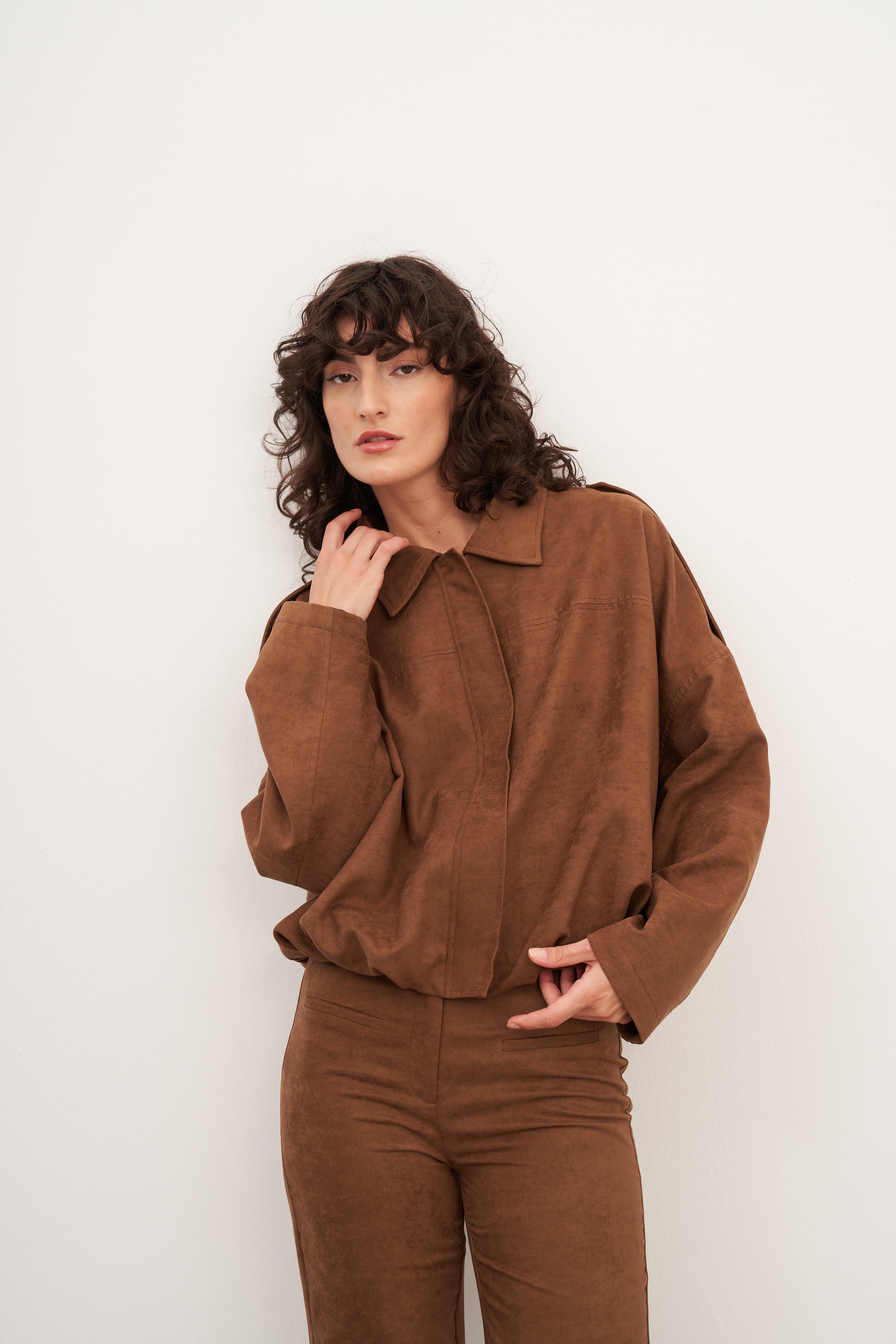 Taba Süet Balon Form Ceket