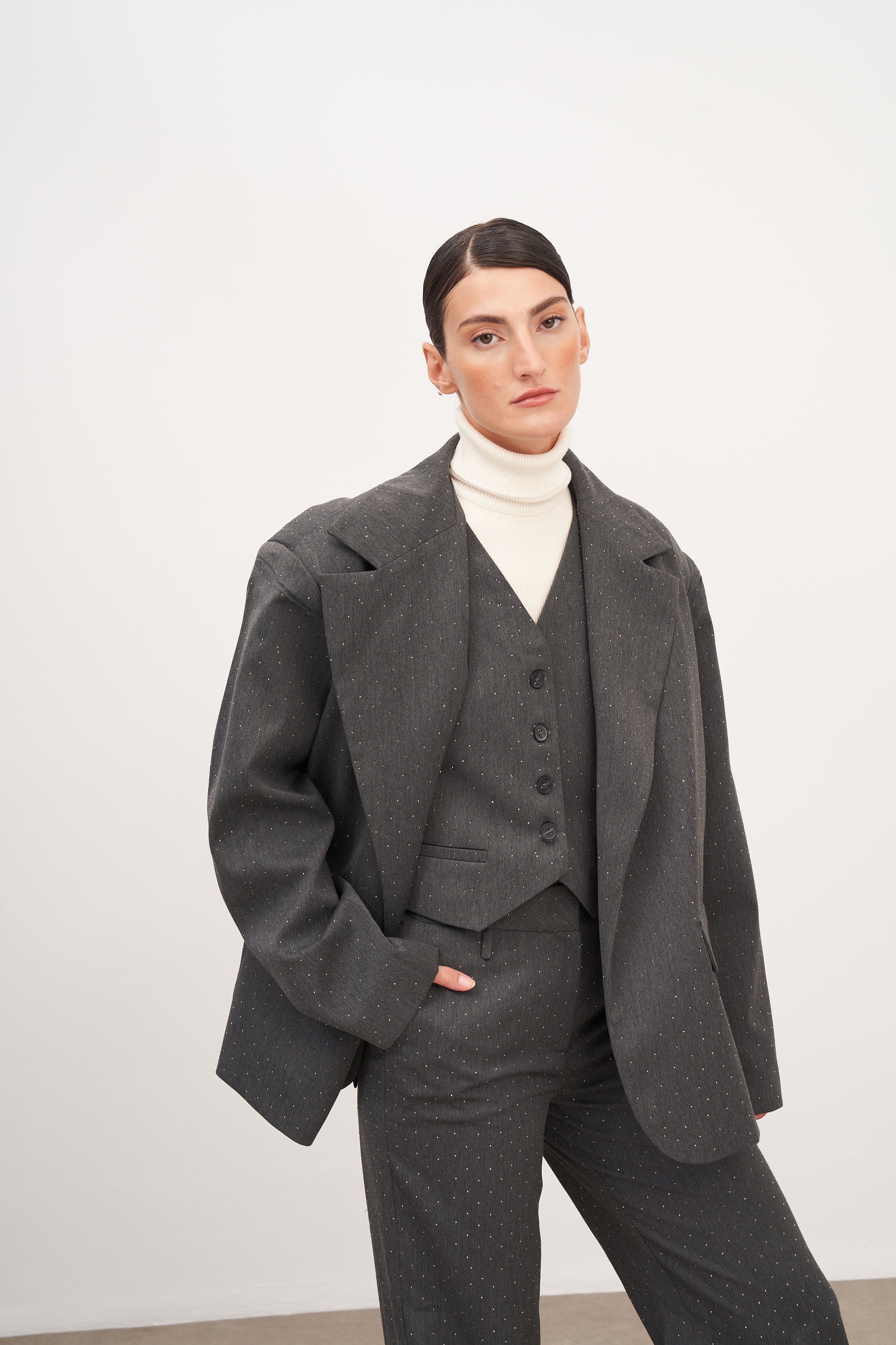 Füme Hotfix Oversize Blazer Ceket