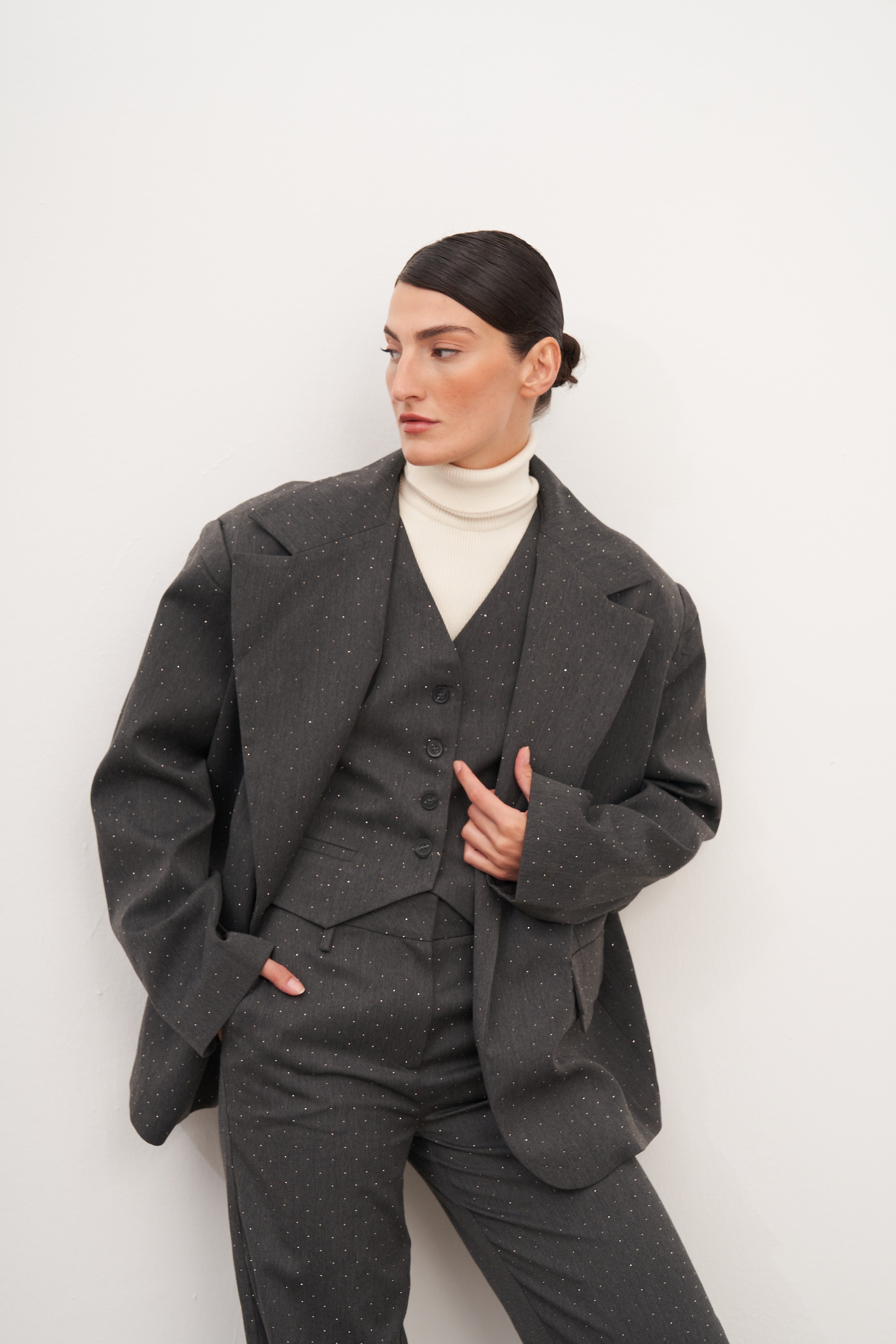 Füme Hotfix Oversize Blazer Ceket