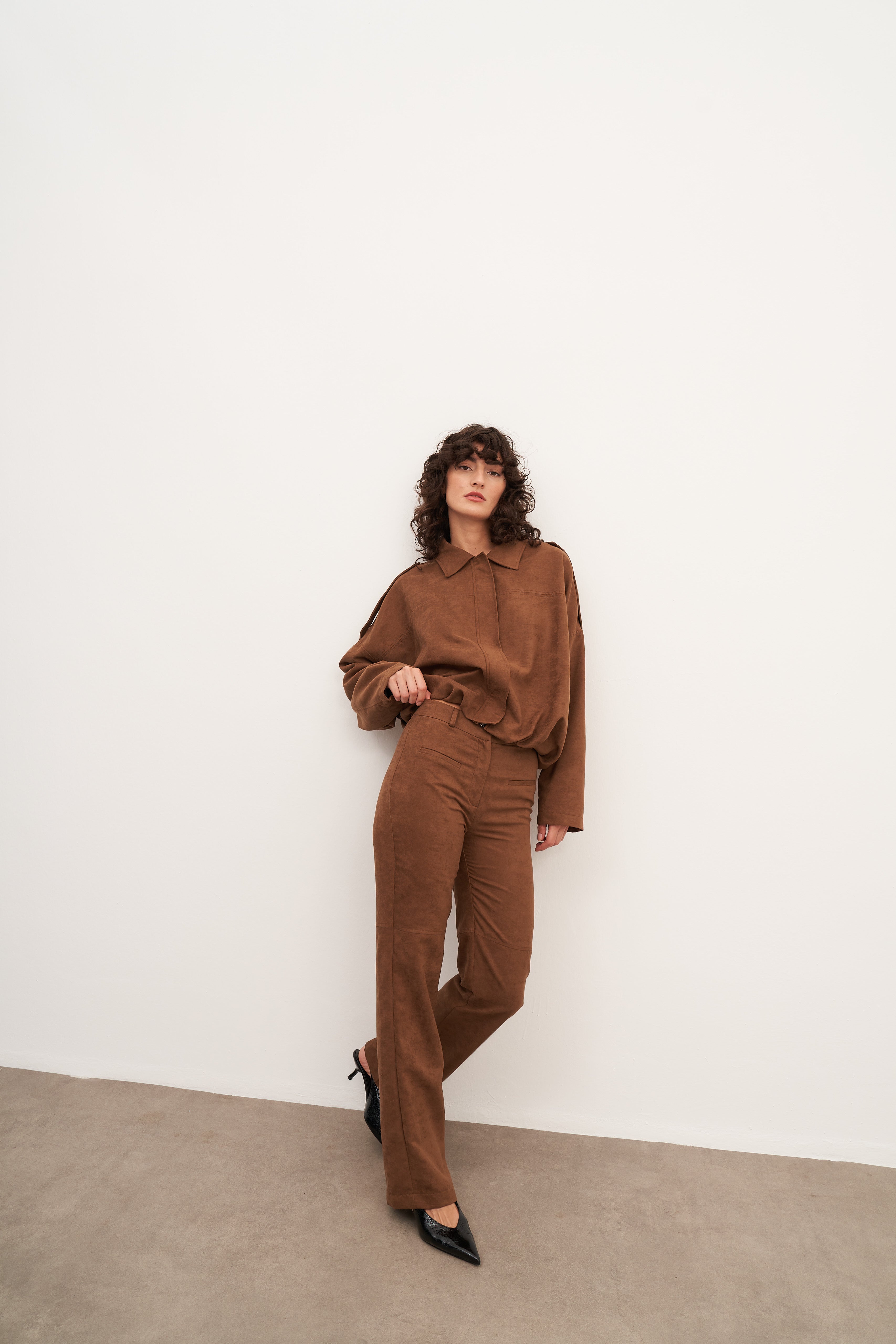 Taba Süet Flare Pantolon