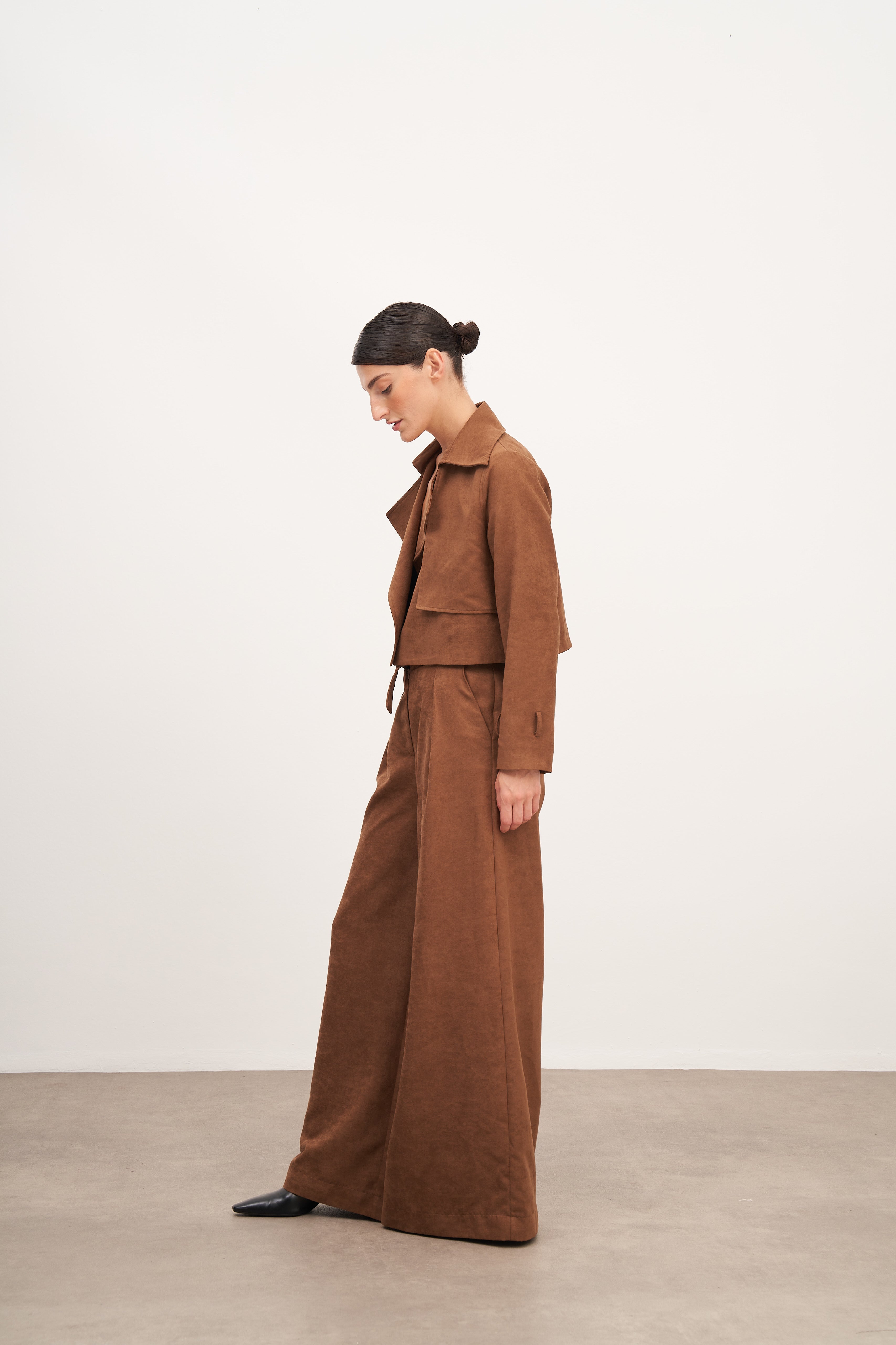 Taba Süet Geniş Paça Pantolon