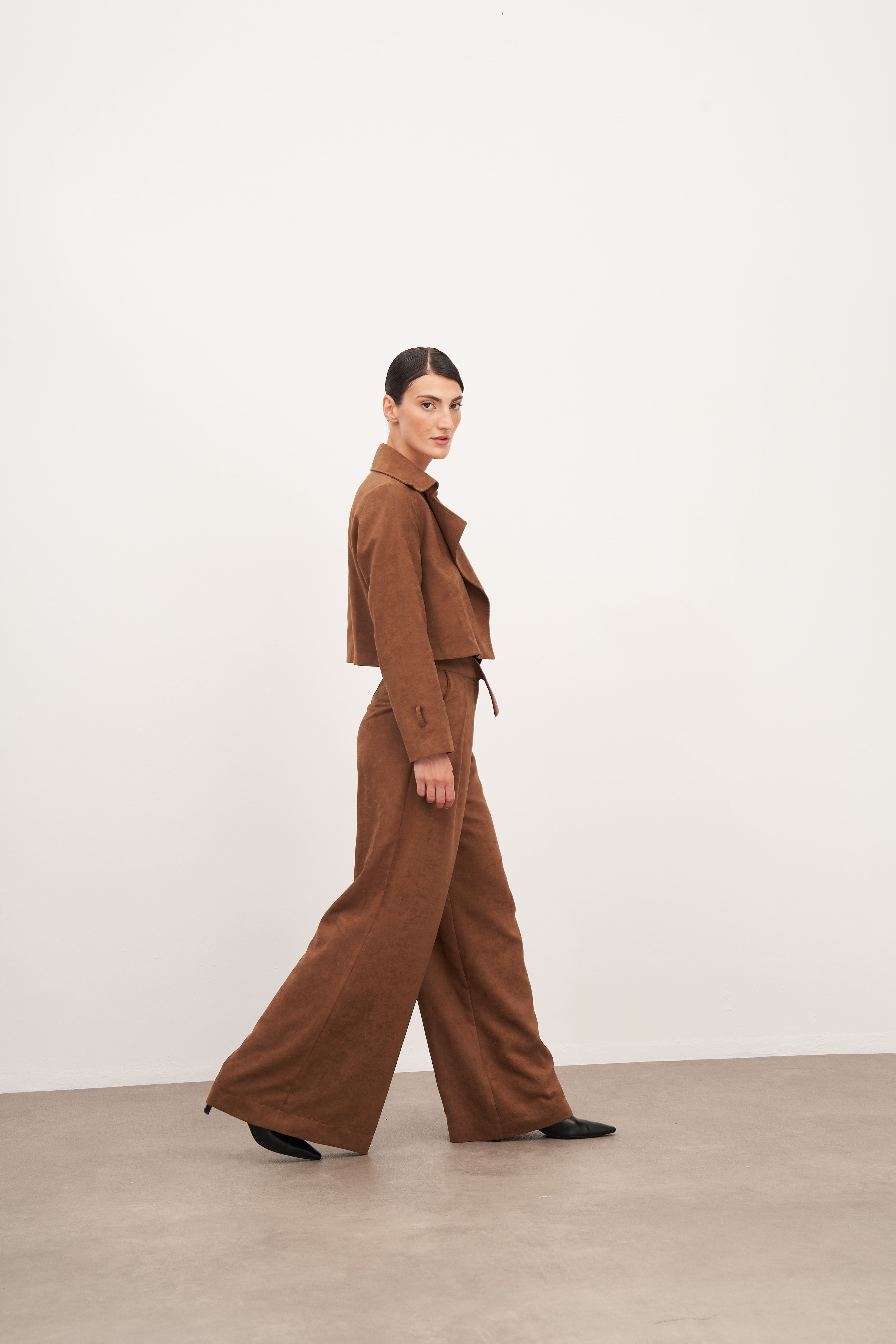 Taba Süet Geniş Paça Pantolon