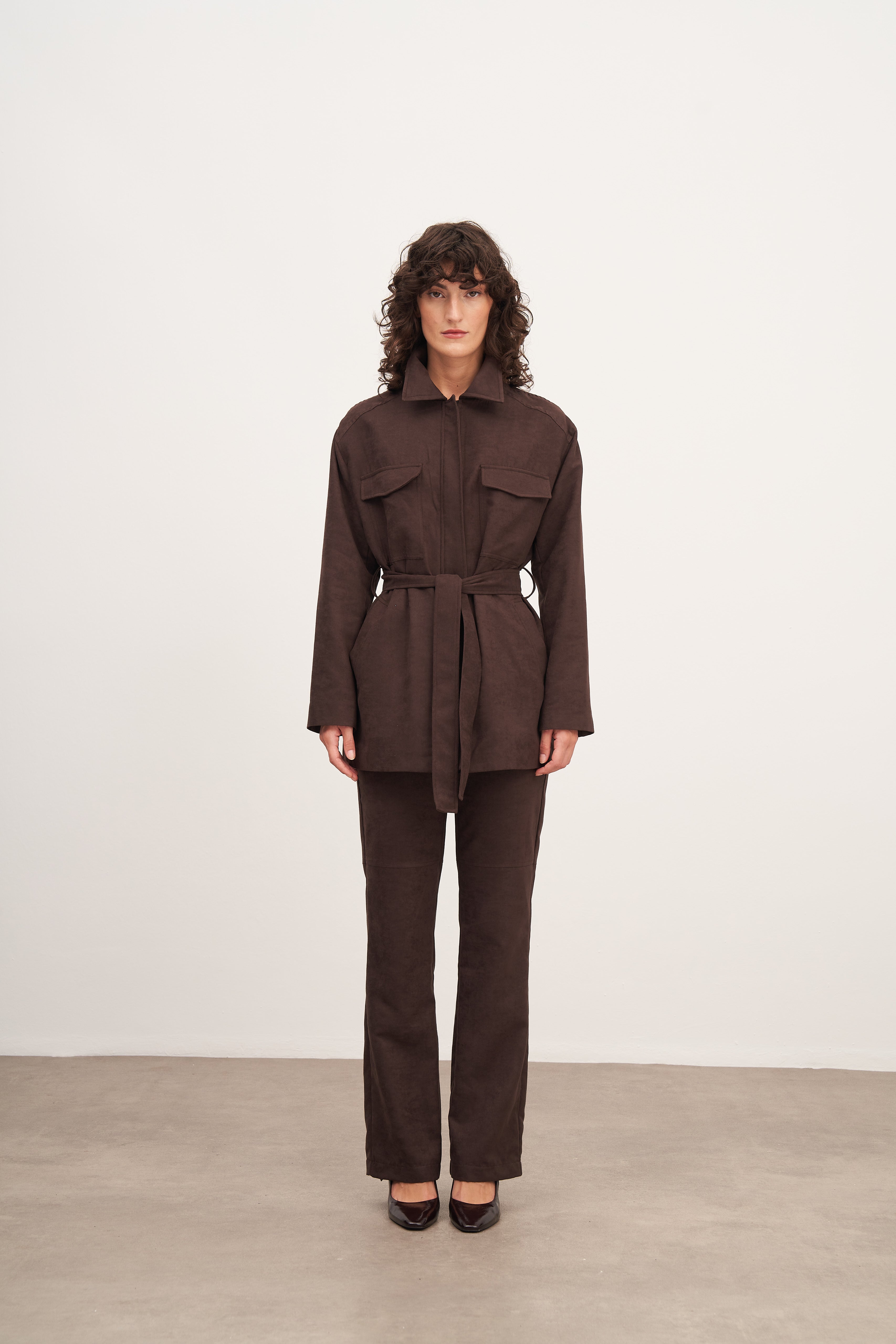 Acı Kahve Süet Flare Pantolon