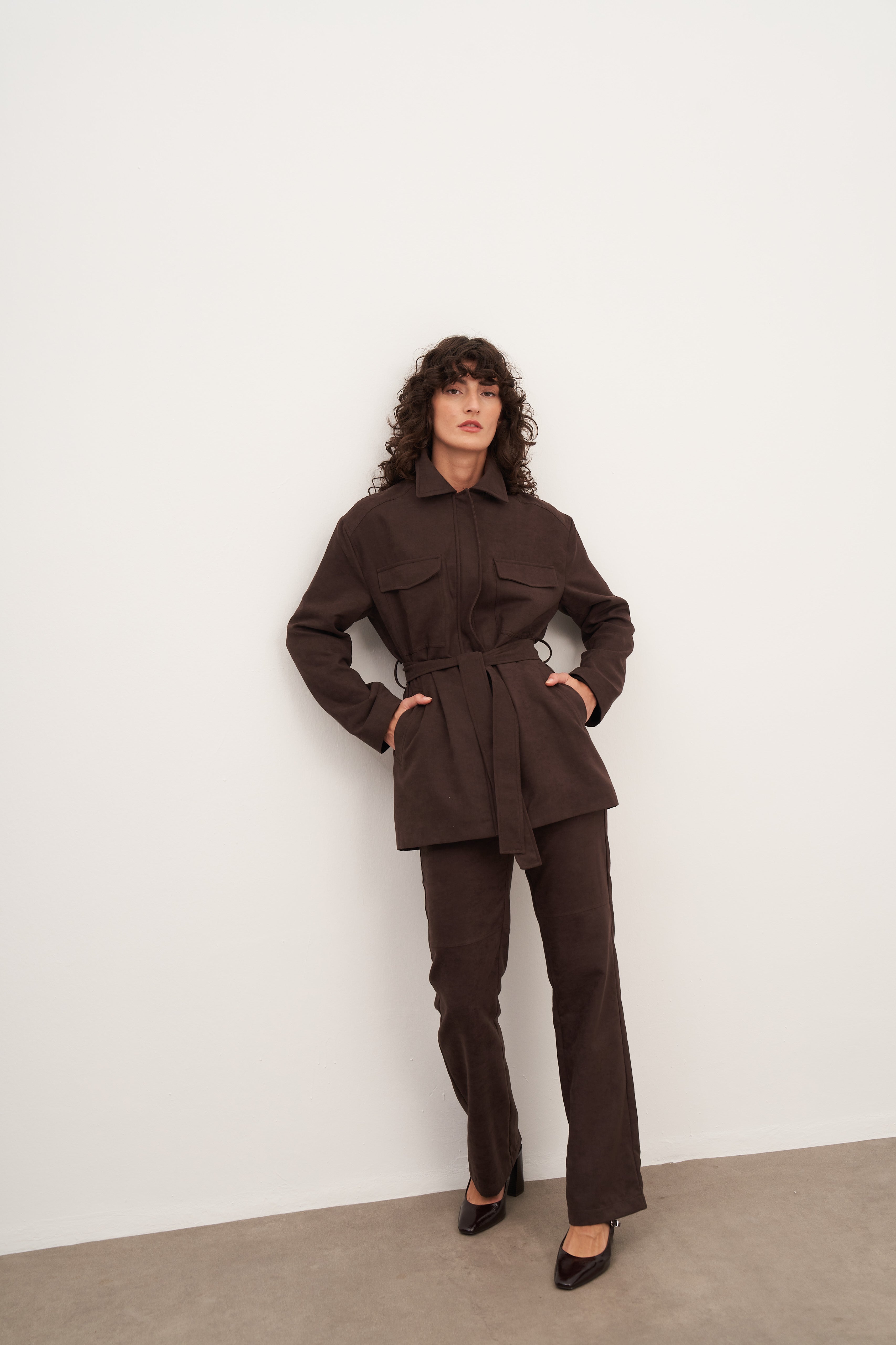 Acı Kahve Süet Flare Pantolon