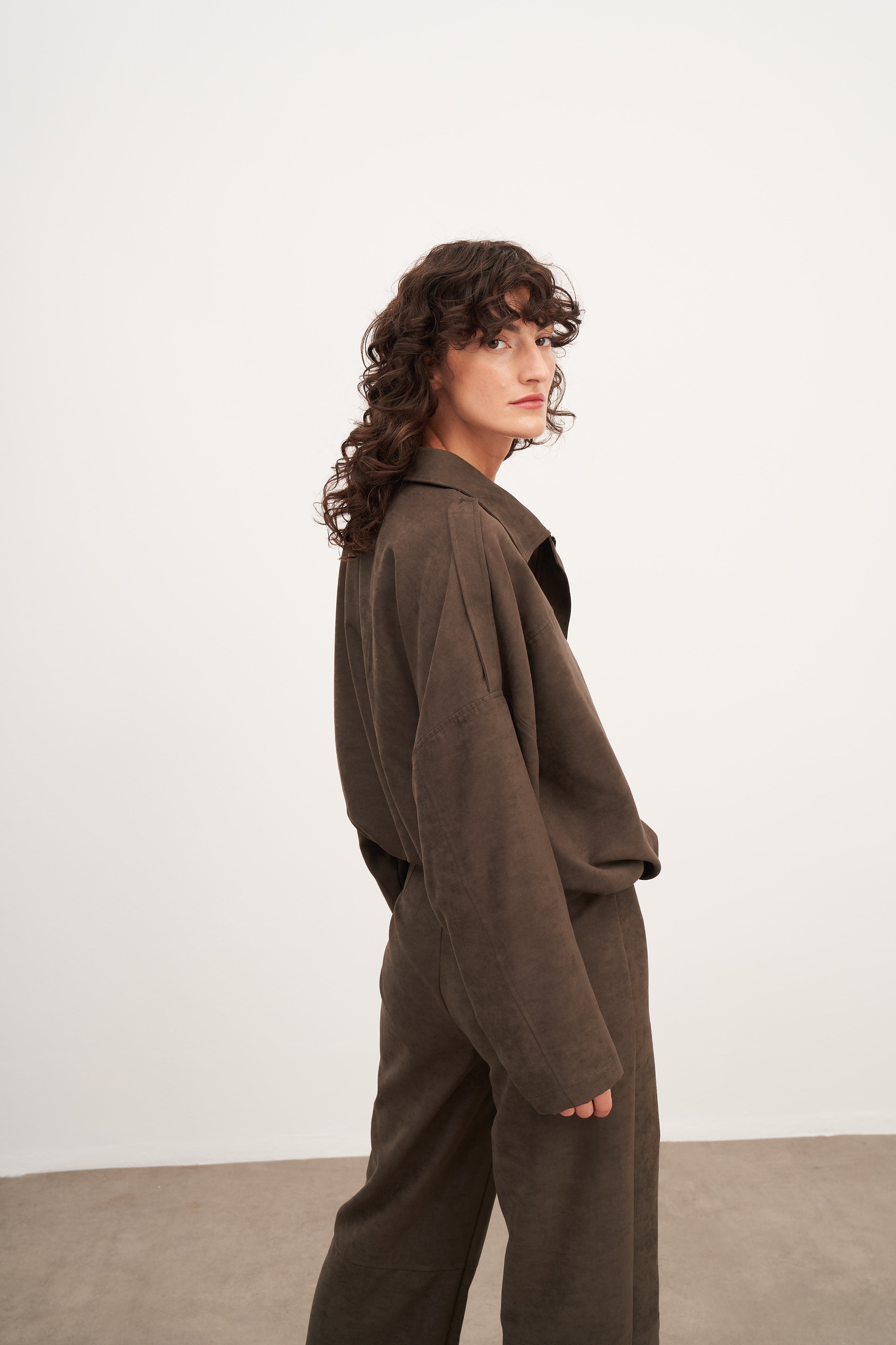 Haki Süet Balon Form Ceket