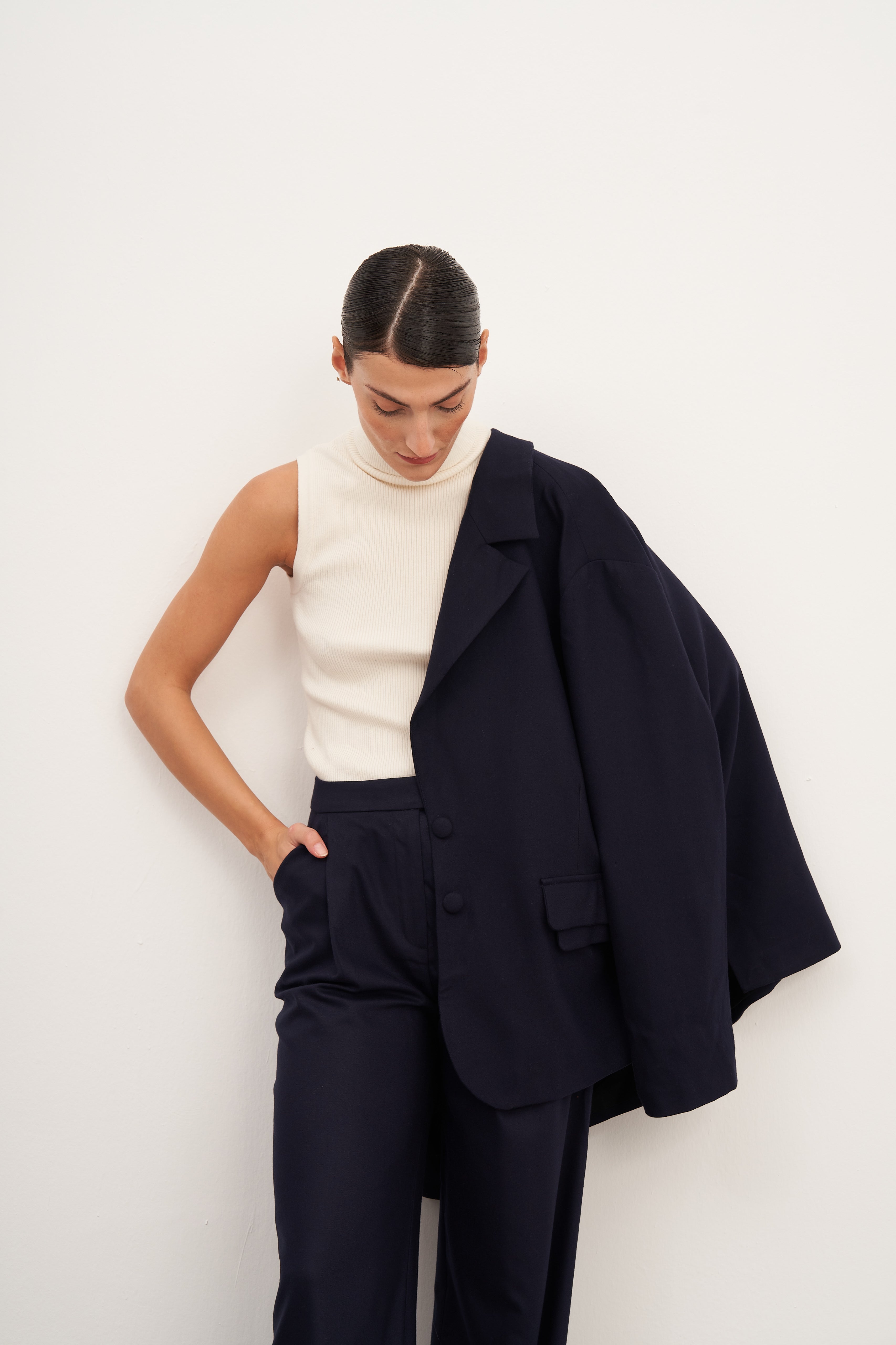 Yün Görünümlü Oversized Blazer Ceket