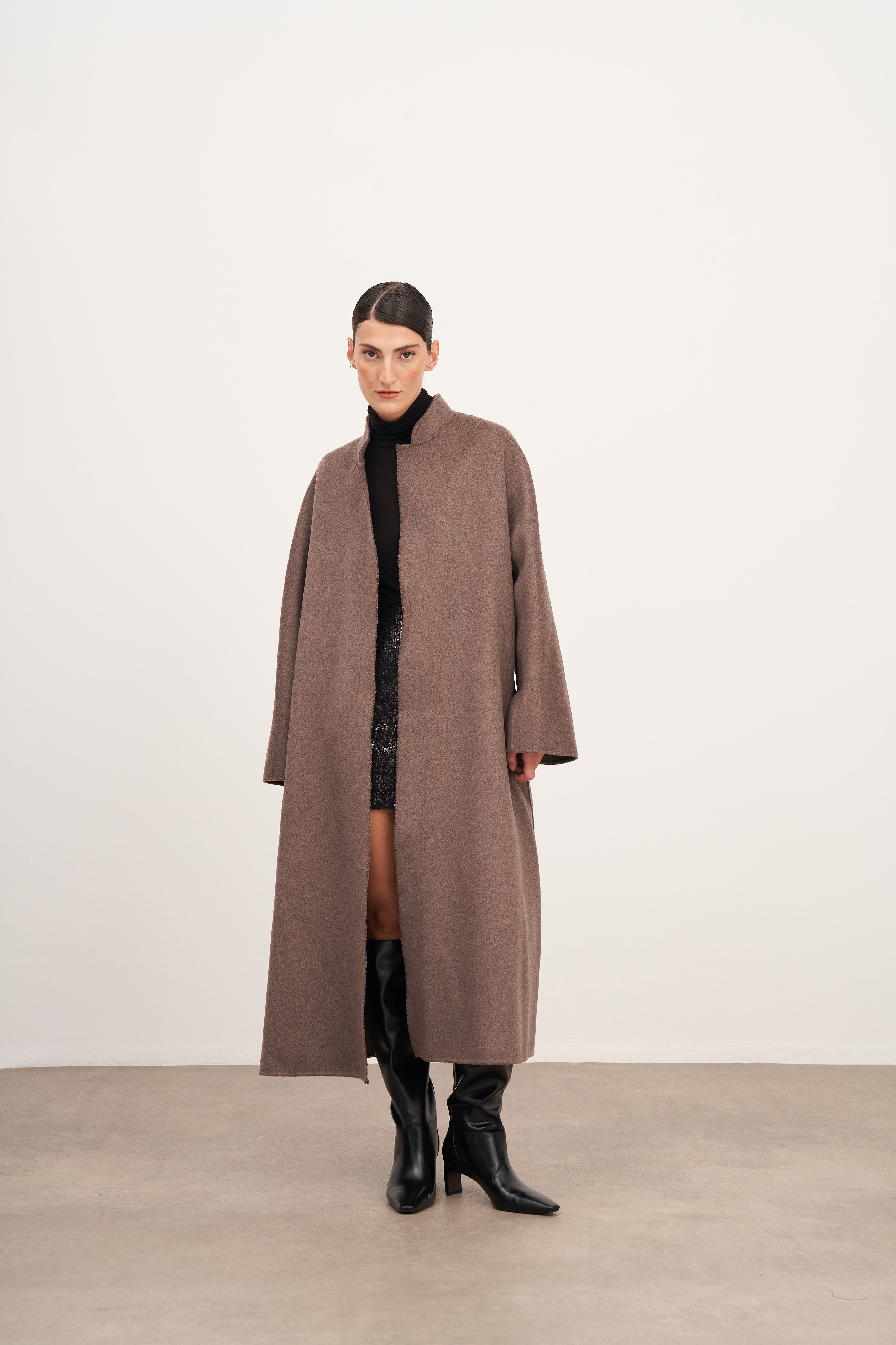 Vizon Yün Karışımlı Maxi Kaban