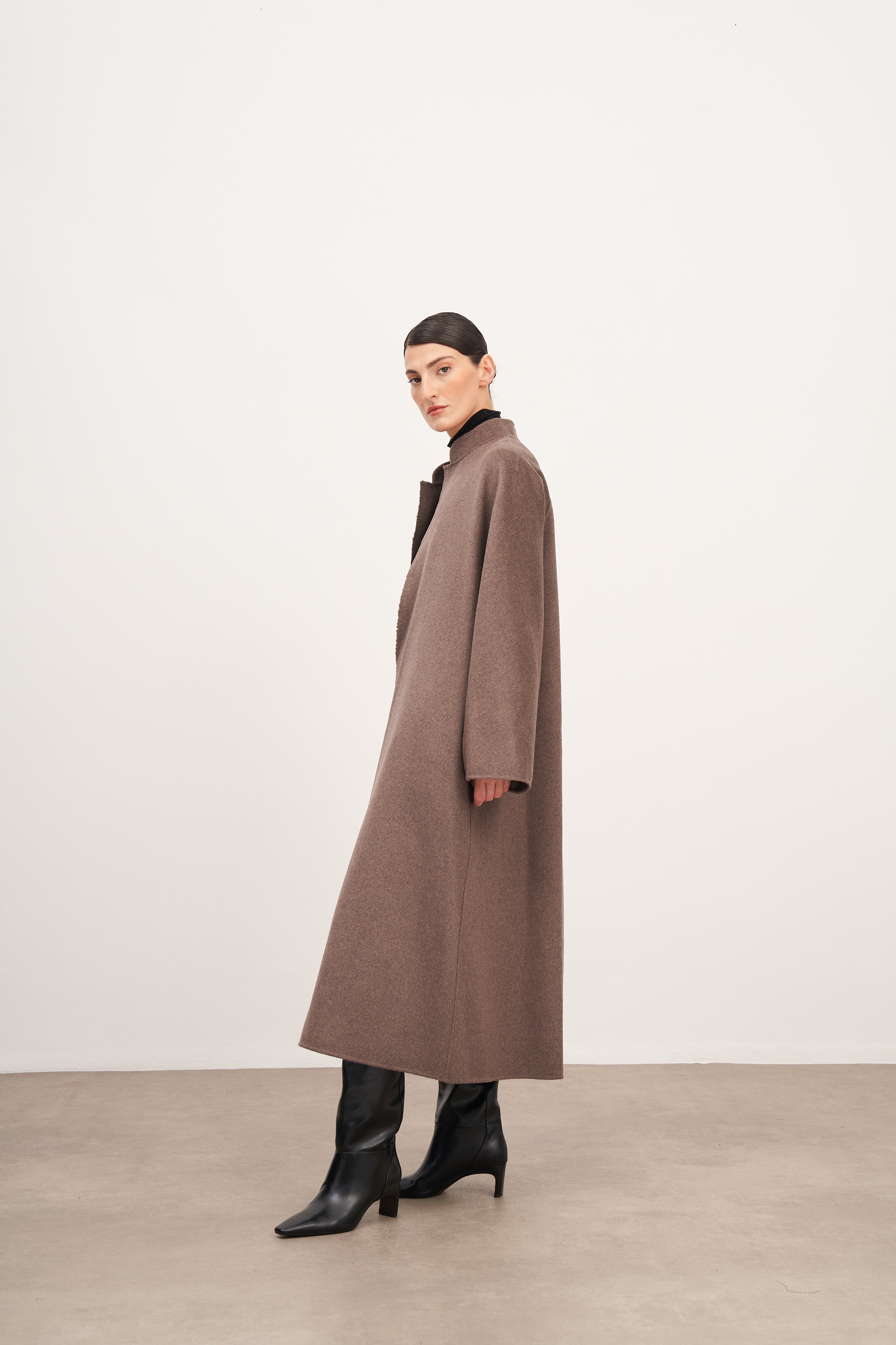 Vizon Yün Karışımlı Maxi Kaban