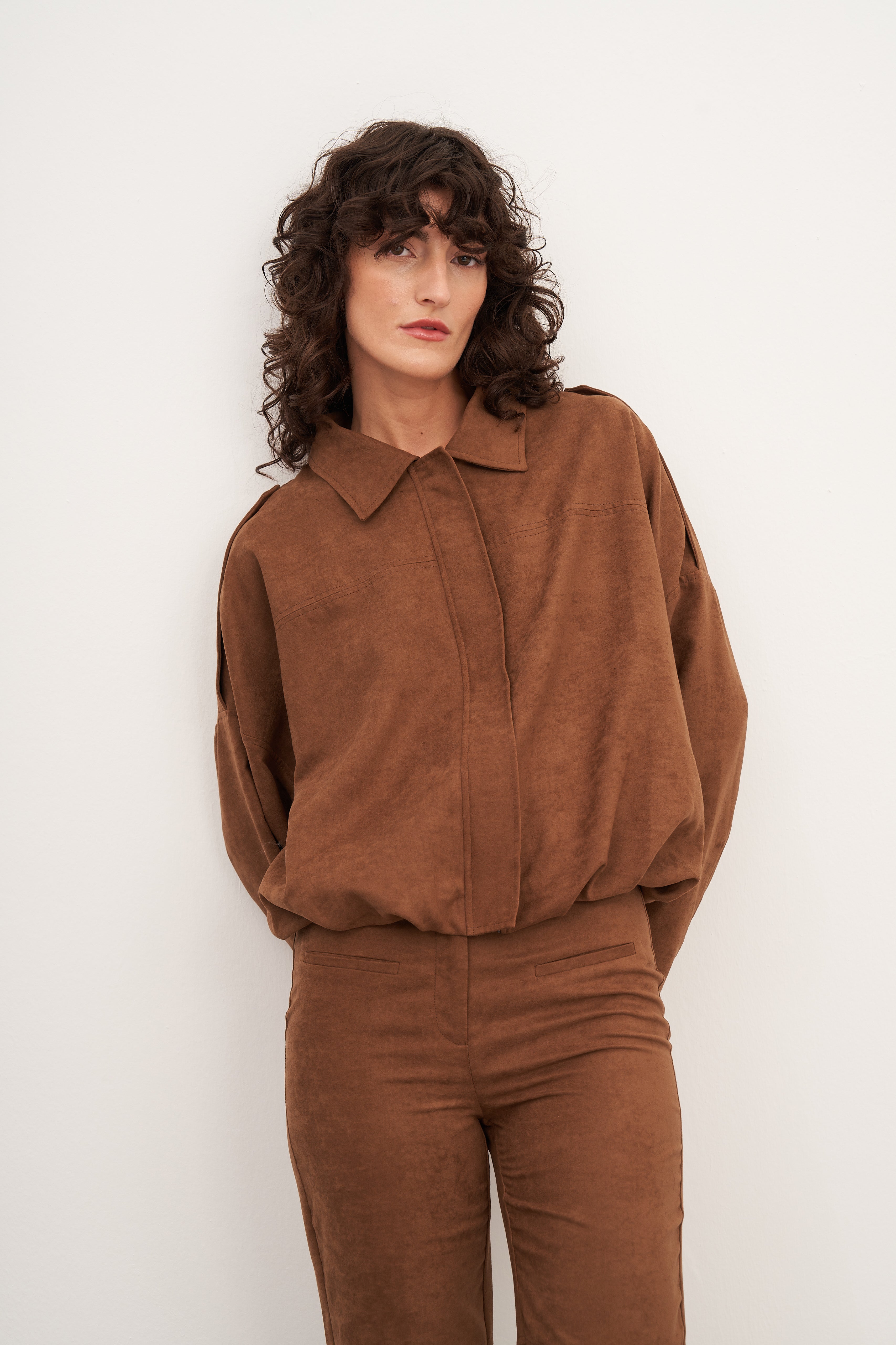 Taba Süet Balon Form Ceket