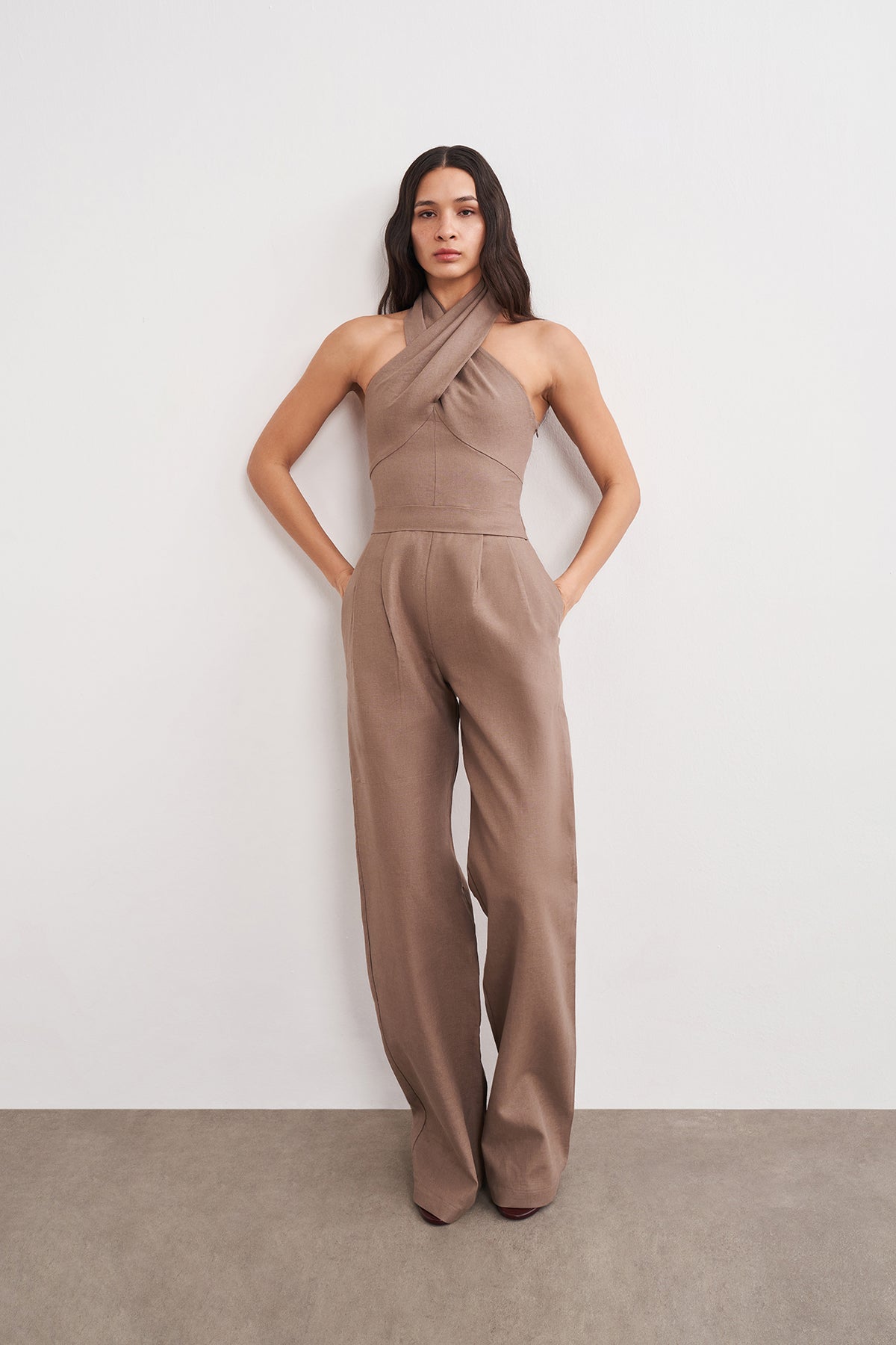 Çapraz Bağlamalı Keten Tulum