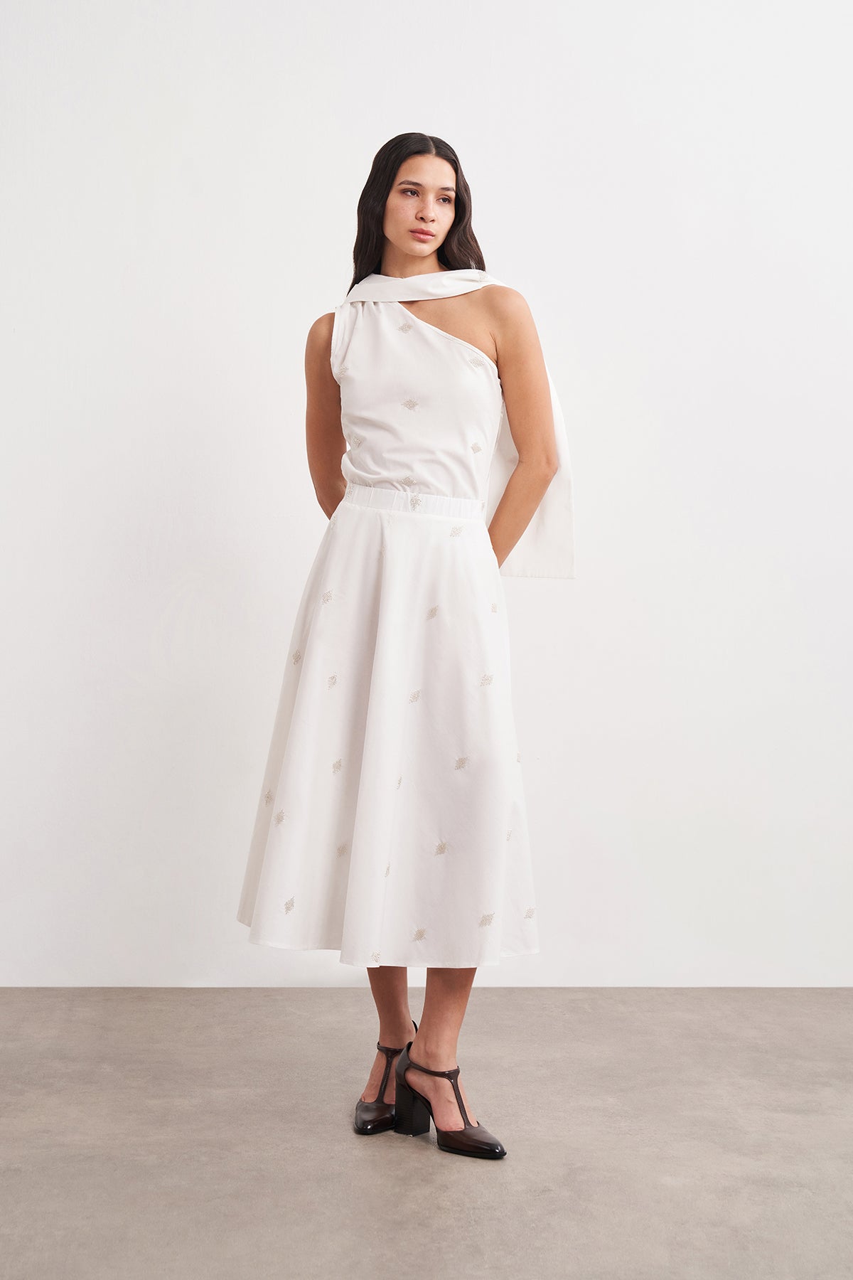 Boncuk İşlemeli Midi Çan Etek